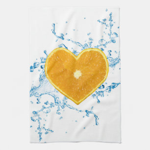 Slice of Heart-Shaped Orange Kitchen Towel