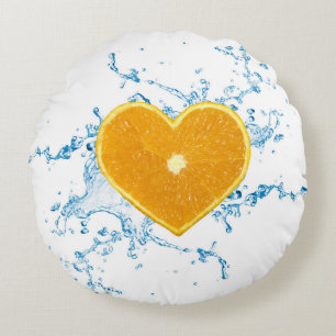 Slice of Heart-Shaped Orange Round Pillow