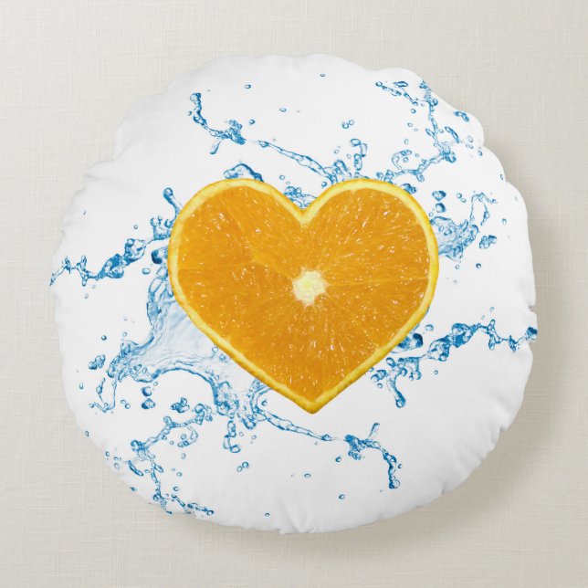 Slice of Heart-Shaped Orange Round Pillow (Front)