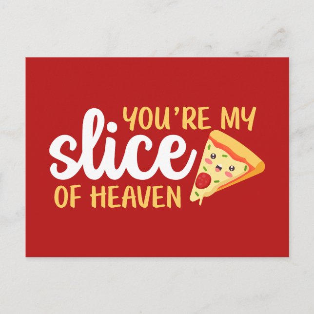 Slice of Heaven Cute Pizza Funny Valentine's Day Postcard (Front)