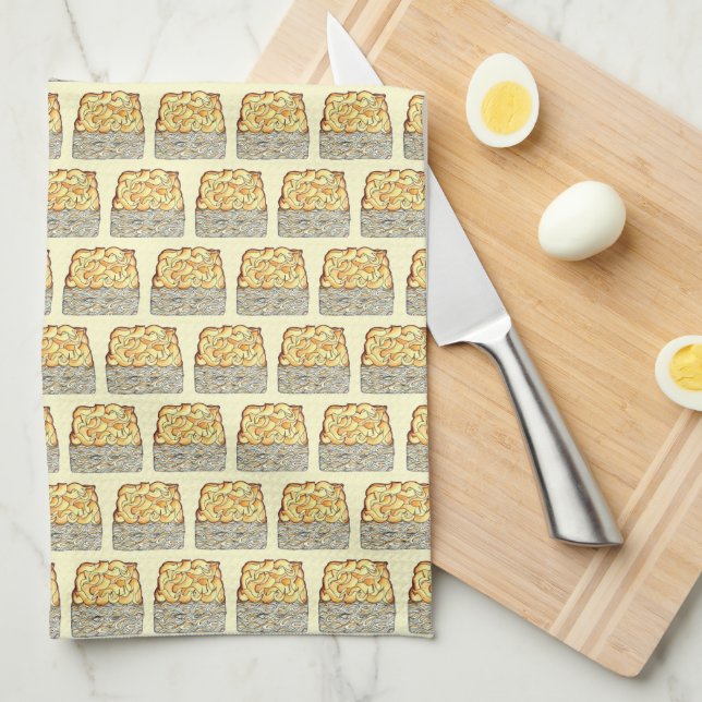 Slice of Kugel Jewish Egg Noodle Casserole Kitchen Towel (Quarter Fold)