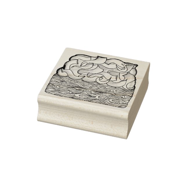Slice of Kugel Jewish Egg Noodle Casserole Rubber Stamp (Stamp)