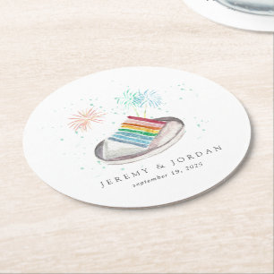 Slice of Love Personalized Couples Round Paper Coaster