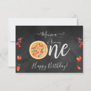 Slice of pizza fun, first happy birthday card