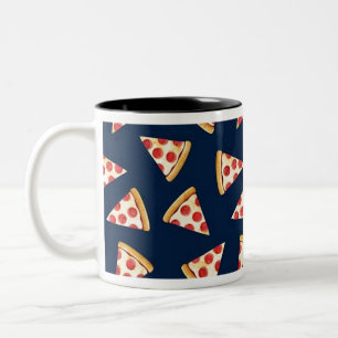 Slice of Pizza on navy Two-Tone Coffee Mug
