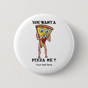 Slice of Pizza Wearing Boxing Gloves 2 Inch Round Button