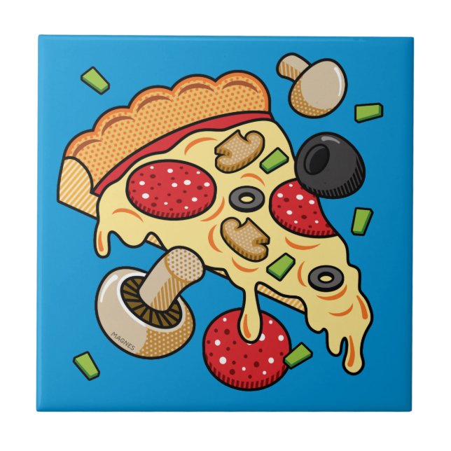 Slice of Pizza with Toppings Tile (Front)