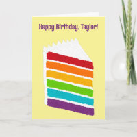 Slice of Rainbow Cake with Custom Message