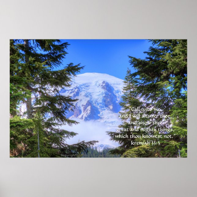 Slice of Rainier HDR Print w/Scripture Verse (Front)