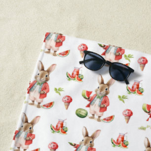 slice of ripe, juicy, red watermelon beach towel