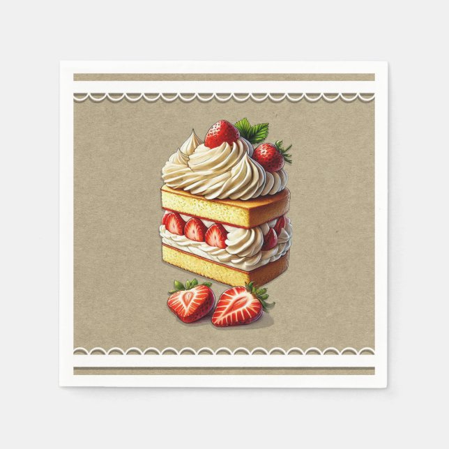 Slice of Strawberry Shortcake Strawberries  Napkin (Front)
