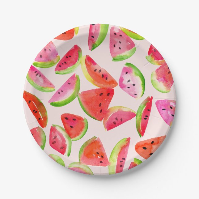 Slice of Summer Watermelon Paper Plates (Front)