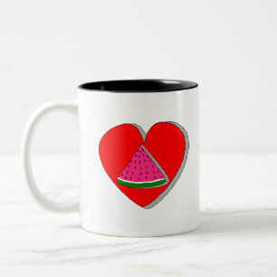 Slice Of Watermelon And Red Heart Drawing Two-Tone Coffee Mug