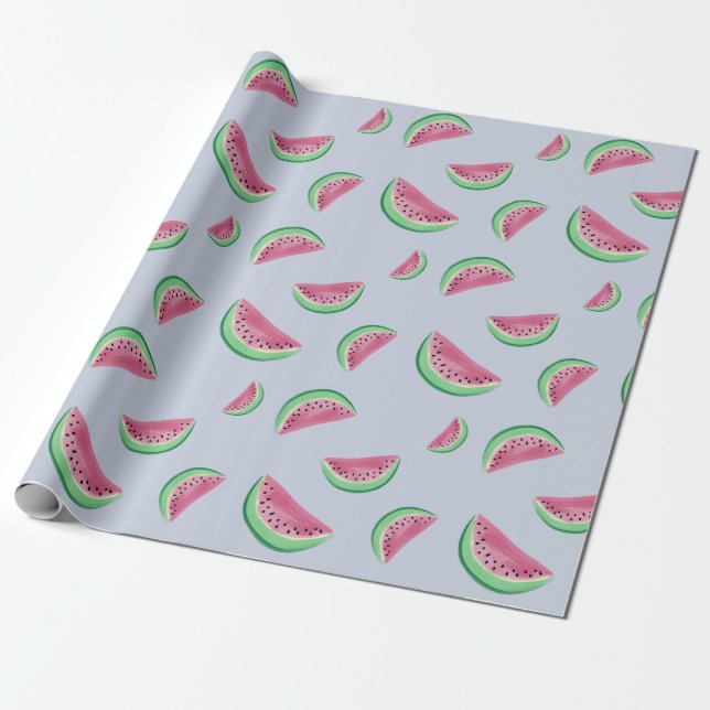 Slice of watermelon watercolor wrapping paper (Unrolled)