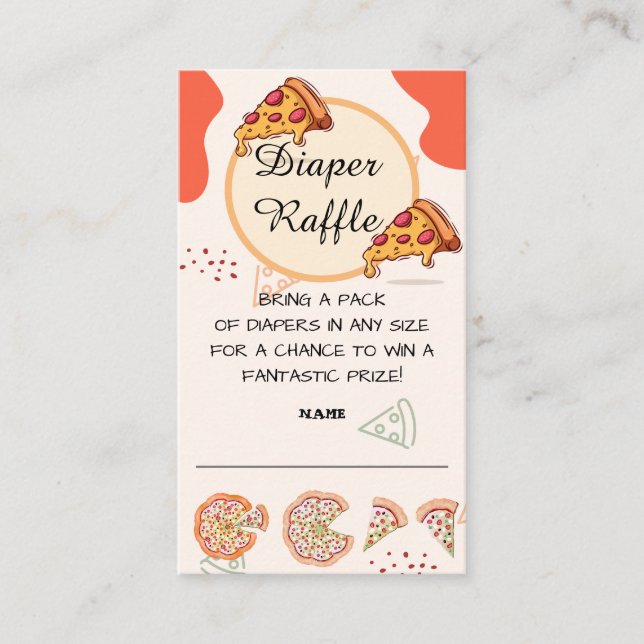 Slice Pizza Time diaper raffle Enclosure Card (Front)