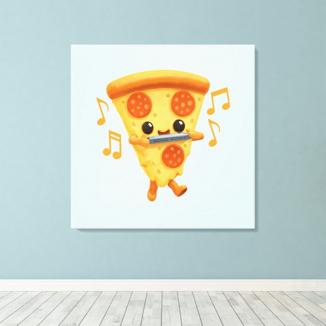 Slice Playing a Harmonica Cute Canvas Print (Insitu(Wood Floor))