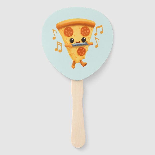 Slice Playing a Harmonica Cute Hand Fan (Front)
