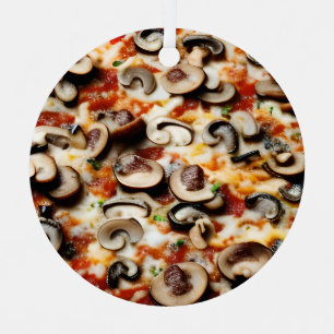 Slice, Slice Baby    Funny Mushroom Pizza Pun Metal Ornament