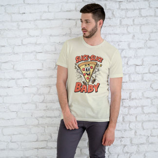 Slice Slice Baby Funny Pizza Pun Retro 90s T-Shirt