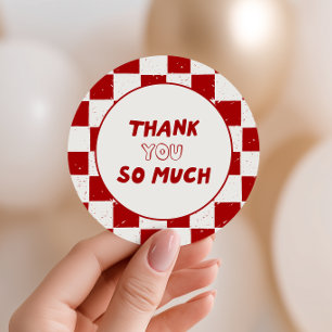 Slice Slice Baby Italian Red Chequered Classic Round Sticker
