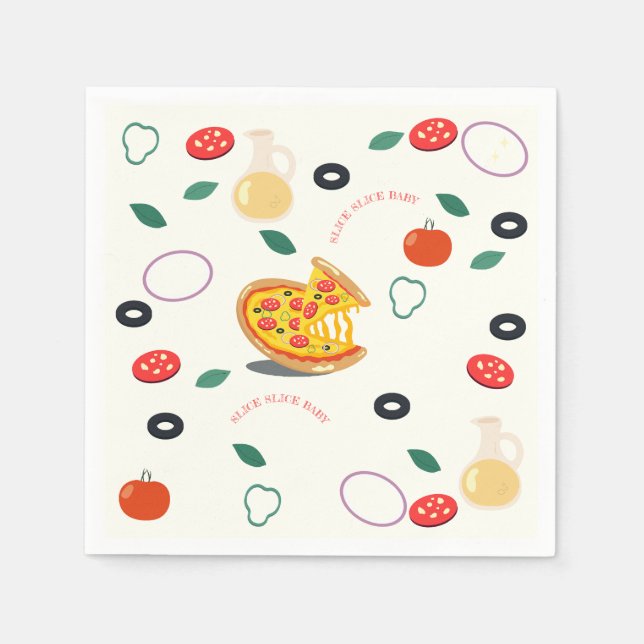 Slice Slice Baby Modern Pizza Birthday party Napkin (Front)