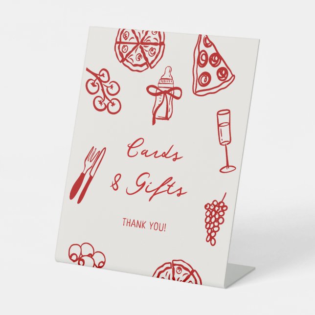 Slice Slice Baby Pizza Baby Shower Cards & Gifts Pedestal Sign (Front)