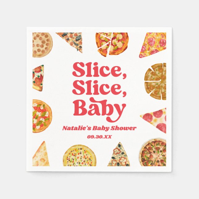 Slice, Slice, Baby! Pizza Baby Shower Napkin (Front)