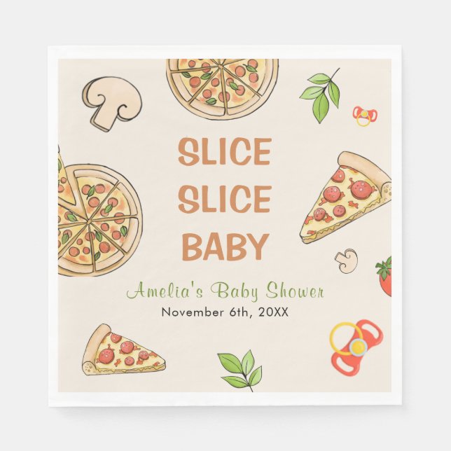 Slice Slice Baby Pizza Baby Shower Napkin (Front)