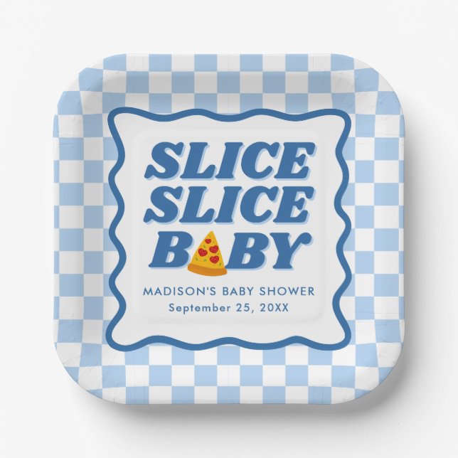 Slice Slice Baby Pizza Baby Shower Paper Plate (Front)