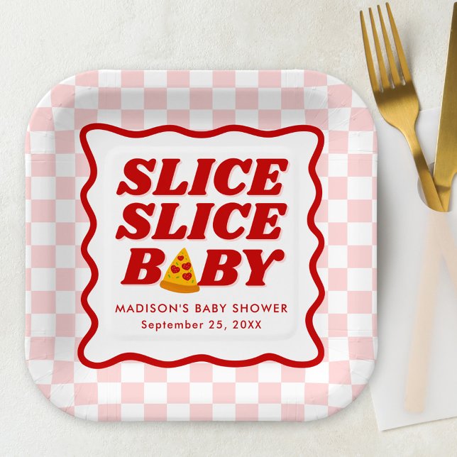 Slice Slice Baby Pizza Baby Shower Paper Plate (Creator Uploaded)