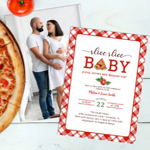 Slice Slice Baby Pizza Couples Photo Baby Shower I Invitation