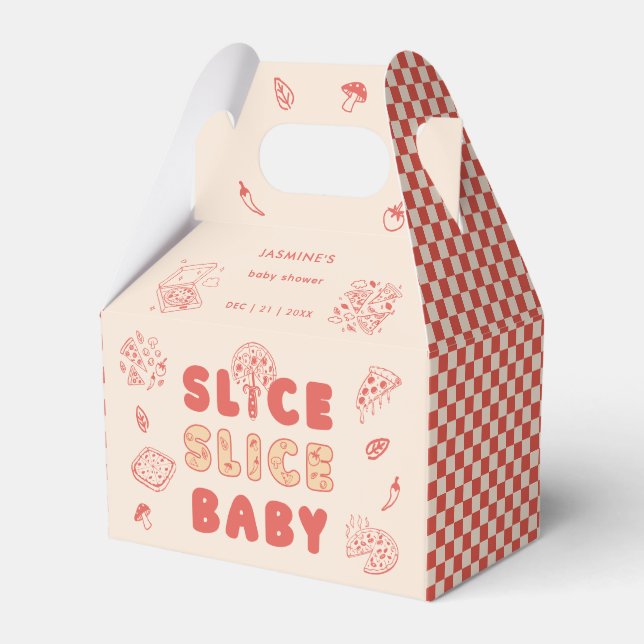 Slice Slice Baby Pizza Hand Drawn Baby Shower Favor Box (Front Side)