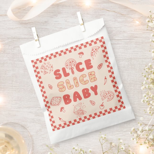 Slice Slice Baby Pizza Hand Drawn Baby Shower Favour Bag (Clipped)