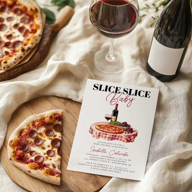 Slice Slice Baby Pizza Photo Baby Shower  Invitation (Slice Slice Baby - Photo Baby Shower Invitation )