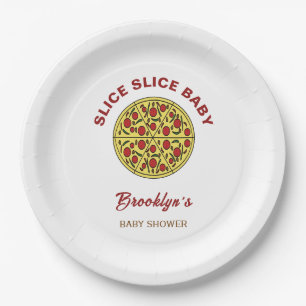 Slice Slice Baby Shower Gender Neutral Fun Pizza Paper Plate