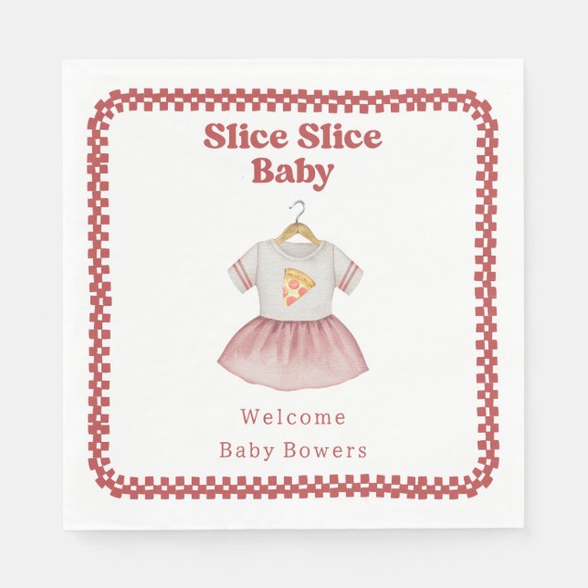 Slice Slice Baby Shower Pizza Dress Napkin (Front)
