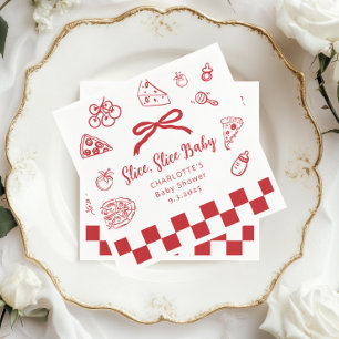 Slice Slice Baby Whimsical Bow Pizza Baby Shower Napkin