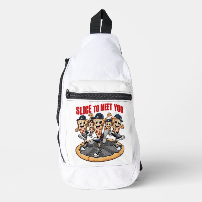 Slice To Meet You Funny Pizza Sling Bag (Front)