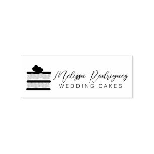 Sliced Cake Baker Wedding Script  Logo Rubber Stamp