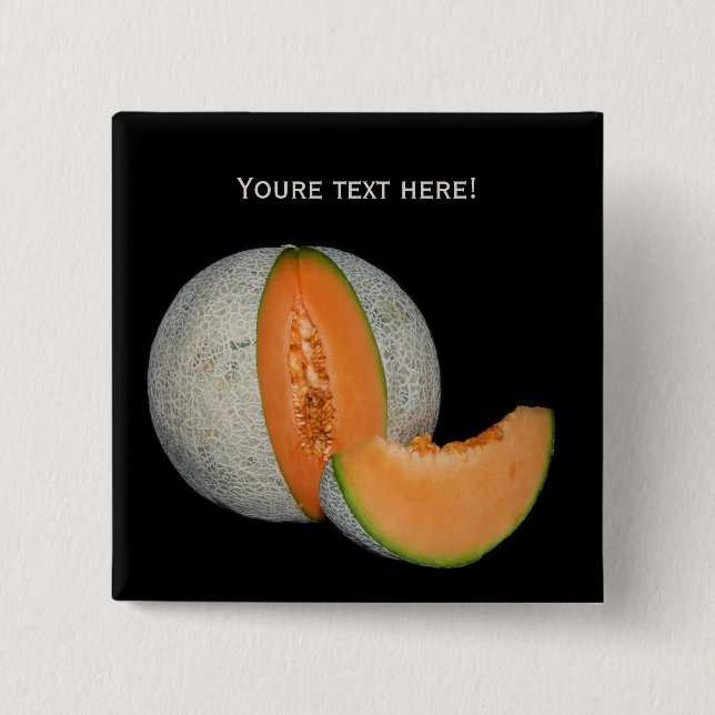 Sliced Cantaloupe Melon 2 Inch Square Button (Front)