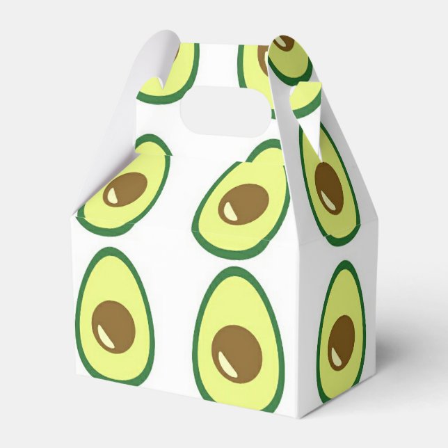 Sliced green avocado on white favor box (Front Side)