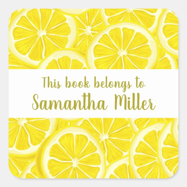 Sliced Lemons Design Bookplate Sticker (Front)