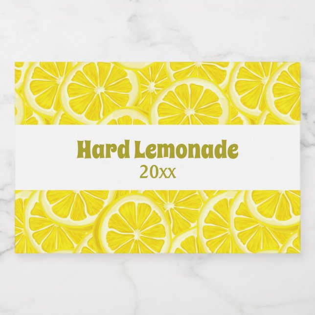 Sliced Lemons Design Bottle Label (Single Label)