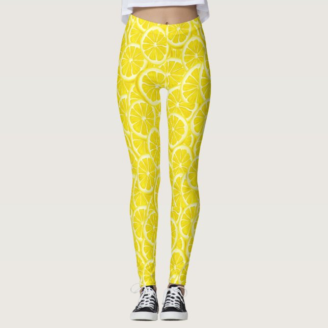 Sliced Lemons Design Leggings (Front)