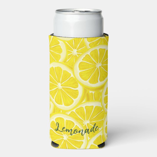 Sliced Lemons Design Seltzer Can Cooler (Seltzer Front)