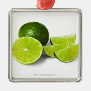 Sliced lime wedge, on white background, cut out metal ornament