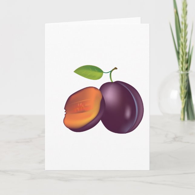 Sliced Open Plum Greeting Cards (Front)