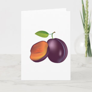 Sliced Open Plum Greeting Cards