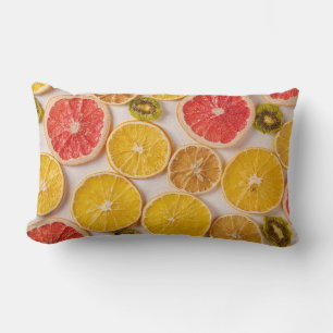 Sliced Oranges Grapefruit and Kiwi Pattern Fruit Lumbar Pillow