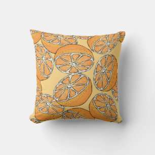 Sliced oranges: seamless vintage pattern. throw pillow